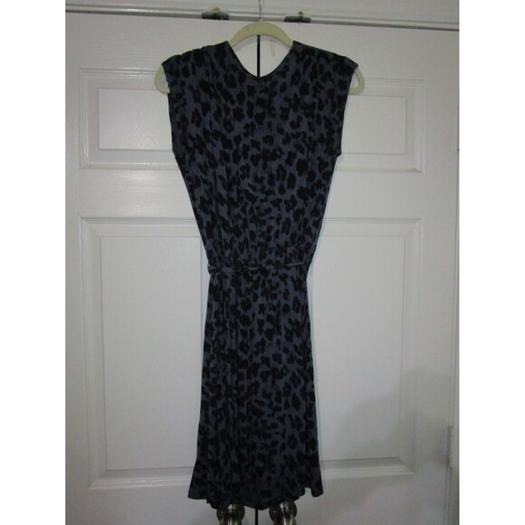Loft Womens Dress Size Small Blue Black Cheetah Print Sleeveless V-Neck - Picture 2 of 7